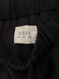 DISSH 100% LINEN BLACK FULLY LINED WIDE LEG TROUSERS SIZE 34 FIT UK 6,8,10
