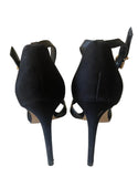ITALIAN VINCE CAMUTO BLACK LEATHER & SUEDE STRAP ACROSS HEELS SIZE 6/39