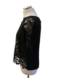 PHASE EIGHT BLACK LACE FRONT SHORT SLEEVE TOP SIZE 8
