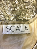 SCALA SILVER BEADED & SEQUINNED LONG EVENING/PROM DRESS SIZE 8