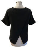 PHASE EIGHT BLACK LACE FRONT SHORT SLEEVE TOP SIZE 8