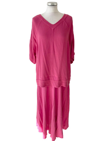 SAHARA PINK LONG MAXI SKIRT & SHORT SLEEVE TUNIC TOP SET  SIZE M/L