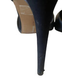 ITALIAN VINCE CAMUTO BLACK LEATHER & SUEDE STRAP ACROSS HEELS SIZE 6/39