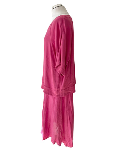 SAHARA PINK LONG MAXI SKIRT & SHORT SLEEVE TUNIC TOP SET  SIZE M/L