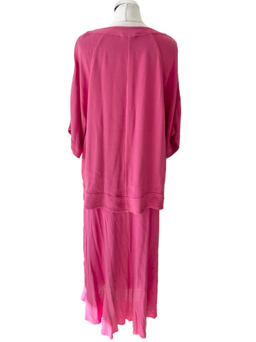 SAHARA PINK LONG MAXI SKIRT & SHORT SLEEVE TUNIC TOP SET  SIZE M/L