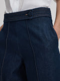 REISS LIANNA BLUE DENIM BELTED WIDE LEG JEANS SIZE 6/8 LONG