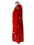 HUGO BOSS RED FLORAL PRINT LONG SLEEVED OCCASION DRESS SIZE 14
