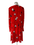 HUGO BOSS RED FLORAL PRINT LONG SLEEVED OCCASION DRESS SIZE 14