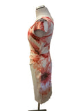 KAREN MILLEN IVORY & PINK FLORAL PRINT PENCIL DRESS  SIZE 12