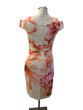KAREN MILLEN IVORY & PINK FLORAL PRINT PENCIL DRESS  SIZE 12