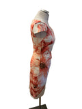 KAREN MILLEN IVORY & PINK FLORAL PRINT PENCIL DRESS  SIZE 12
