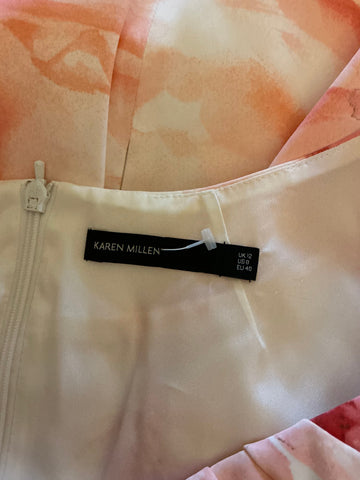 KAREN MILLEN IVORY & PINK FLORAL PRINT PENCIL DRESS  SIZE 12