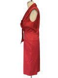 ESCADA RED COTTON COLLARED V NECK SLEEVELESS SHIFT DRESS SIZE 14