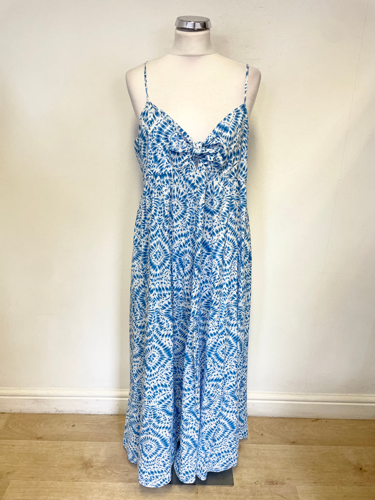 BRAND NEW ZARA 100% COTTON BLUE & WHITE PRINT SHOE STRING STRAP MAXI D Whispers Dress Agency BRAND NEW ZARA 100% COTTON BLUE & WHITE PRINT SHOE STRING STRAP MAXI D Whispers Dress Agency