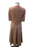 L.K.BENNETT BLUSH PINK LACE BODICE OVERLAY MIDI DRESS SIZE 10