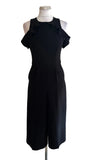 WHISTLES MIA BLACK FRILLED NECK COLD SHOULDER CROPPED LEG JUMPSUIT SIZE 8