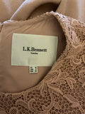 L.K.BENNETT BLUSH PINK LACE BODICE OVERLAY MIDI DRESS SIZE 10