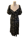 BRAND NEW NOBODY’S CHILD BLACK CALLIE MIDI FLORAL PRINT DRESS  SIZE 10