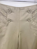REISS BEIGE COTTON & LINEN BLEND WIDE LEG TROUSERS  SIZE 8