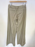 REISS BEIGE COTTON & LINEN BLEND WIDE LEG TROUSERS  SIZE 8
