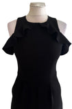 WHISTLES MIA BLACK FRILLED NECK COLD SHOULDER CROPPED LEG JUMPSUIT SIZE 8