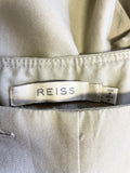 REISS BEIGE COTTON & LINEN BLEND WIDE LEG TROUSERS  SIZE 8