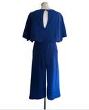 COAST ROYAL BLUE BOAT NECK BATWING CROPPED LEG BELTED JUMPSUIT  SIZE 10