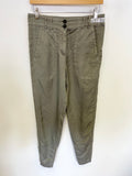 MARCCAIN GREEN COTTON & SILK TAPERED LEG TROUSERS SIZE 1 UK SIZE 10