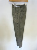 MARCCAIN GREEN COTTON & SILK TAPERED LEG TROUSERS SIZE 1 UK SIZE 10