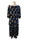 ROMAN NAVY BLUE FLORAL PRINT A-LINE MIDI DRESS SIZE 16