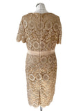 BRAND NEW ISABELLA SPECIAL OCCASION GOLD LACE SHIFT DRESS & JACKET SIZE 14
