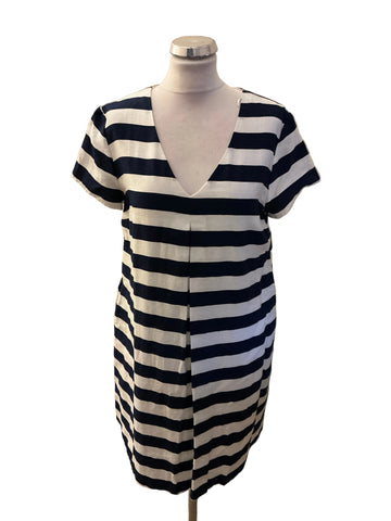 PHASE EIGHT BLUE & WHITE STRIPED SHIFT DRESS SIZE 12