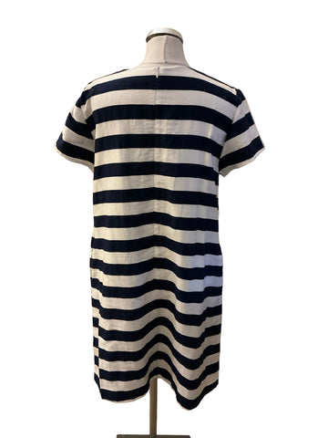 PHASE EIGHT BLUE & WHITE STRIPED SHIFT DRESS SIZE 12