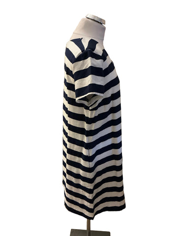 PHASE EIGHT BLUE & WHITE STRIPED SHIFT DRESS SIZE 12