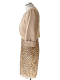 BRAND NEW ISABELLA SPECIAL OCCASION GOLD LACE SHIFT DRESS & JACKET SIZE 14