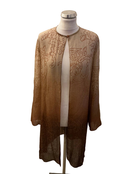 NITYA BROWN SHADES PRINT DUSTER COAT/ OVER TOP SIZE 12