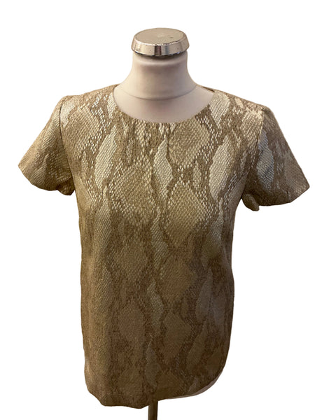 FRENCH CONNECTION GOLD METALLIC SHORT SLEEVED TOP SIZE 8