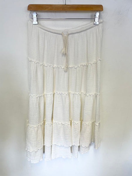 SEE BY CHLOE IVORY TIERED MIDI SKIRT SIZE S/M