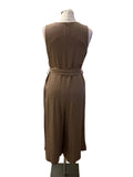 FRENCH CONNECTION LIGHT BROWN SLEEVELESS BELTED WIDE LEG JUMPSUIT SIZE 6