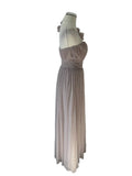 DEBUT OYSTER BEIGE MESH ONE SHOULDER/STRAPLESS EVENING/PROM DRESS SIZE 6