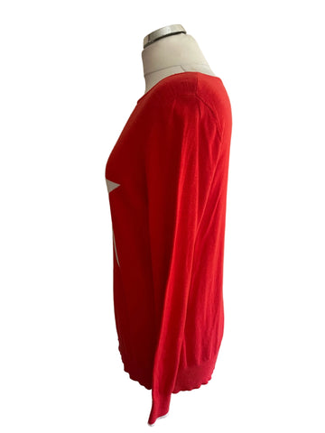 MINT VELVET 100% COTTON RED WHITE STAR DESIGN JUMPER  SIZE 14