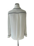 HOBBS WHITE & BLACK TRIM LONG SLEEVE BLOUSE SIZE 14