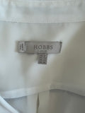HOBBS WHITE & BLACK TRIM LONG SLEEVE BLOUSE SIZE 14