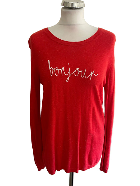 WHISTLES RED METALLIC FLECK EMBROIDERED JUMPER SIZE 12