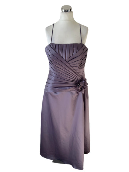 BRAND NEW RONALD JOYCE LILAC PLEATED BODICE FINE STRAP LONG BALL DRESS SIZE 20
