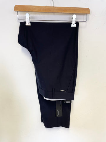 BRAND NEW MARKS & SPENCER AUTOGRAPH NAVY WOOL & SILK BLEND STRAIGHT LEG TROUSERS  SIZE 12S