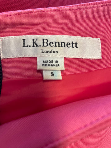 LK BENNETT PINK & RED COLOUR BLOCK CAP SLEEVE PENCIL DRESS SIZE S UK 8/10