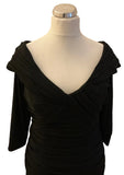 IRRESISTIBLE BLACK WIDE NECK RUCHED 3/4 SLEEVE OCCASION DRESS SIZE 16
