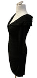 IRRESISTIBLE BLACK WIDE NECK RUCHED 3/4 SLEEVE OCCASION DRESS SIZE 16