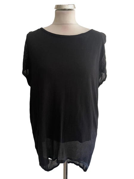 PHASE EIGHT BLACK SLEEVELESS TOP WITH FINE KNIT OVERLAY SIZE 12